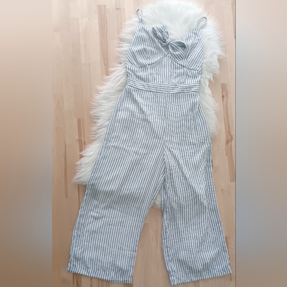 Japna Pants - {Japna} Striped Cropped Jumpsuit